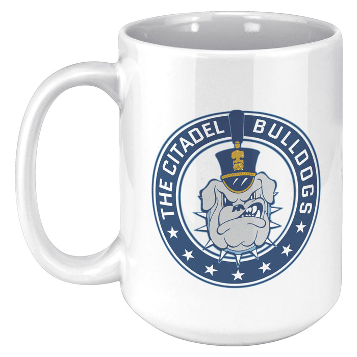 The Citadel Bulldog and Stars White Mug - 15oz-White