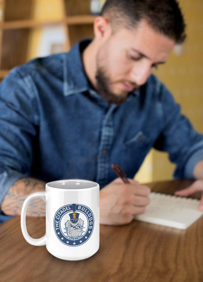 The Citadel Bulldog and Stars White Mug - 15oz
