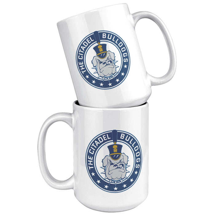The Citadel Bulldog and Stars White Mug - 15oz-White