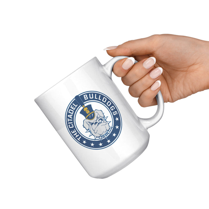 The Citadel Bulldog and Stars White Mug - 15oz