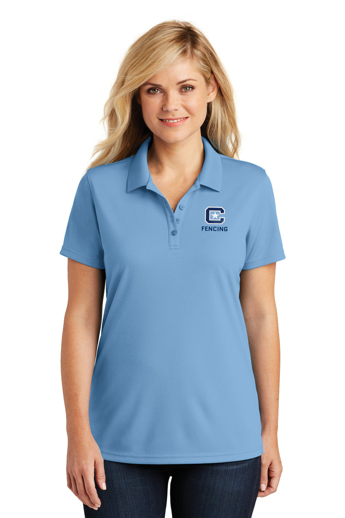 The Citadel C, Club Sport-Fencing, Ladies UV Micro-Mesh Polo- Carolina Blue