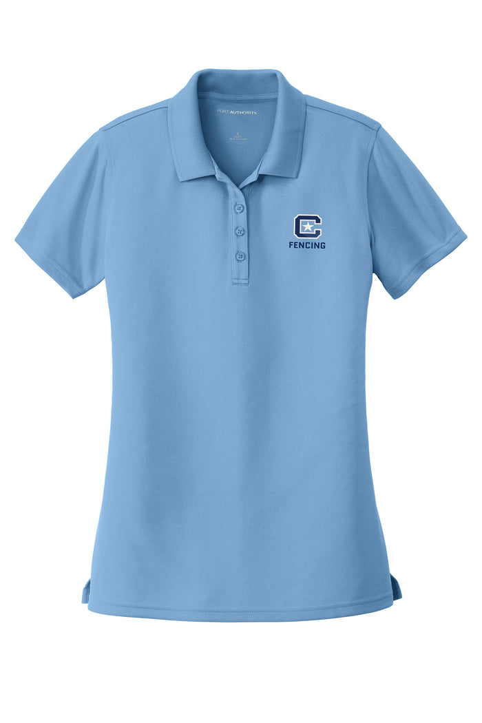 The Citadel C, Club Sport-Fencing, Ladies UV Micro-Mesh Polo- Carolina Blue
