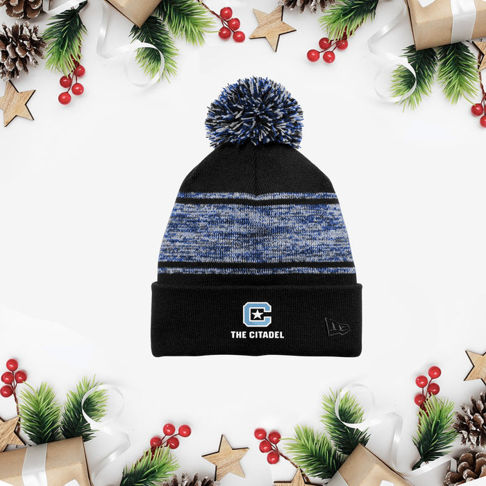 The Citadel, C Star Logo, Embroidered, Blue, Limited Edition New Era ® Knit Chilled Pom