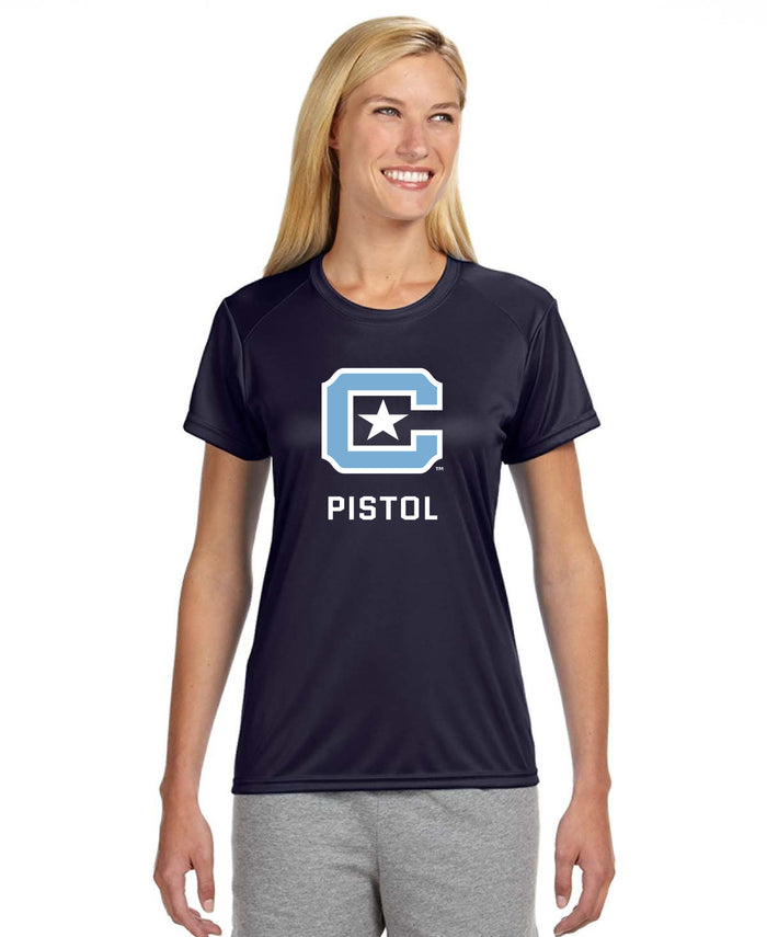 The Citadel, Club Sports - Pistol, A4 Ladies' Cooling Performance T-Shirt-Navy