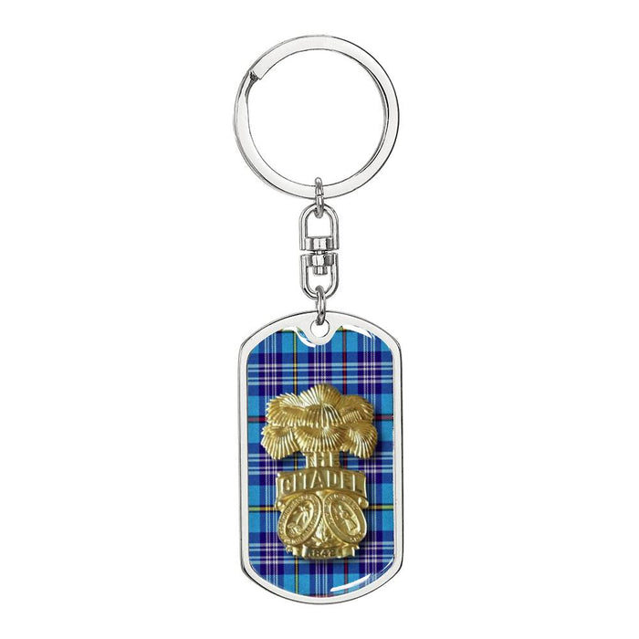The Citadel Hat Brass with Tartan Custom Engravable Keychain