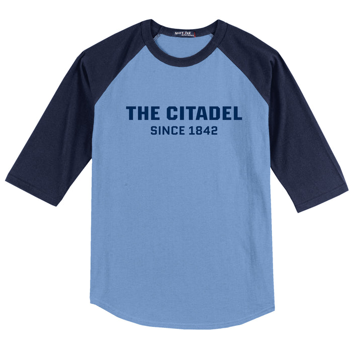 The Citadel, Raglan Jersey T Shirt- Carolina Blue / Navy