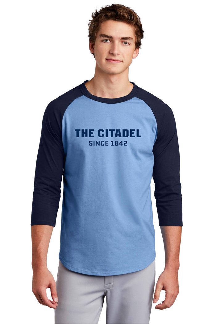 The Citadel, Raglan Jersey T Shirt- Carolina Blue / Navy