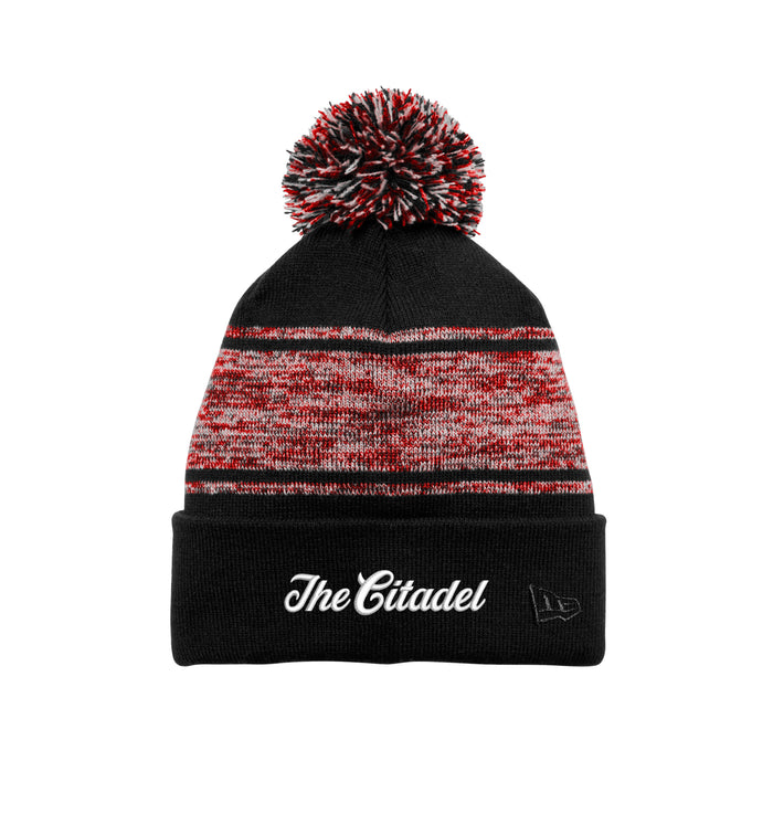 The Citadel Script, Embroidered, Scarlet, Limited Edition New Era ® Knit Chilled Pom