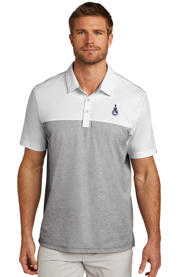 Spike TravisMathew Oceanside Blocked Polo- Blue Night-White-Quiet Sade Grey Heather