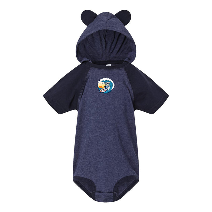 The Citadel, Spike Surfing, Infant Fine Jersey Raglan Bodysuit with Hood & Ears - Navy