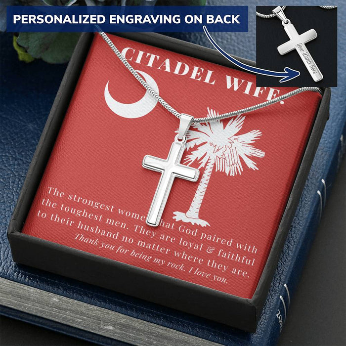 The Citadel Wife Custom Engravable Cross Necklace