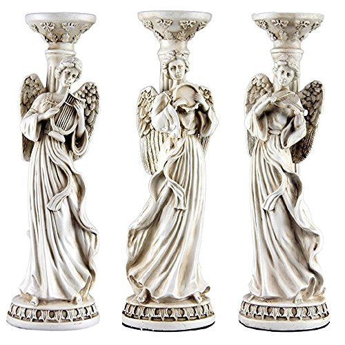 Trendy Angel Candle Holder Trio 3-Piece Set Roman Ivory Style - EK CHIC HOME