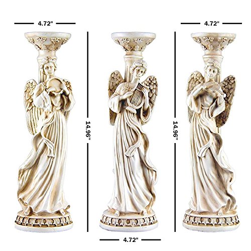 Trendy Angel Candle Holder Trio 3-Piece Set Roman Ivory Style - EK CHIC HOME