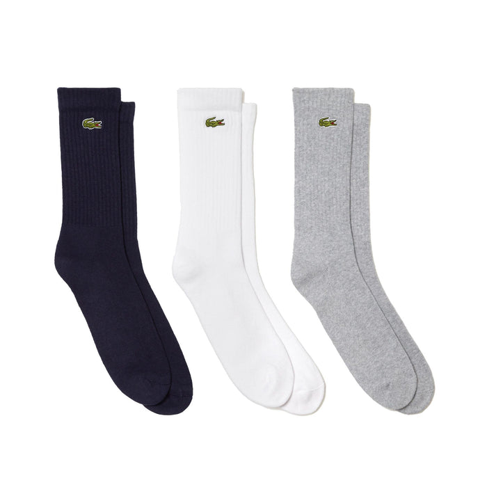 Unisex Core Performance Solid Jersey Tennis Tube Socks 3 Pack Silver Chine and White