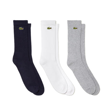 Unisex Core Performance Solid Jersey Tennis Tube Socks 3 Pack Silver Chine and White