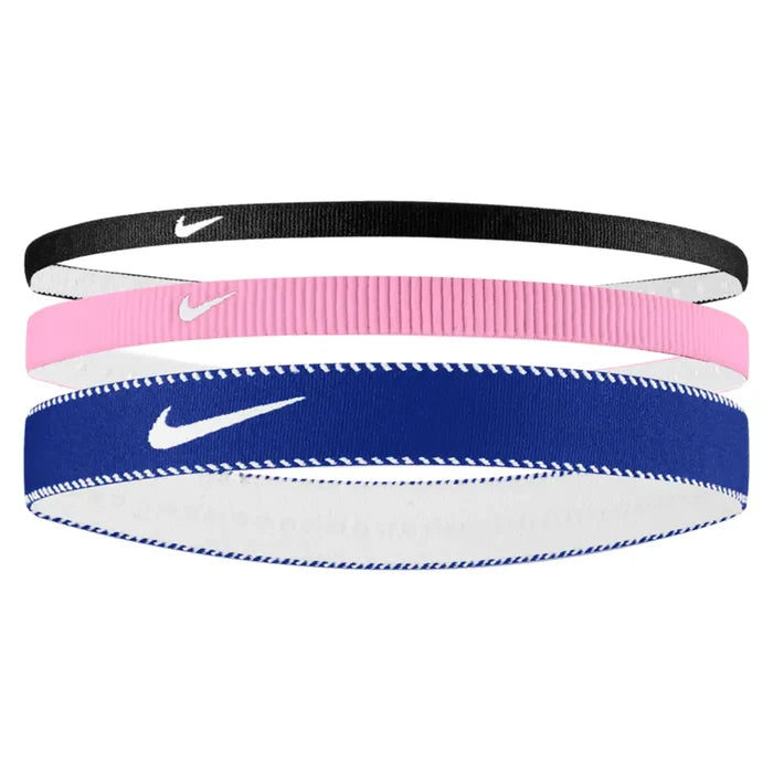 Unisex Flex Classic Mixed Width Training Headbands 3 Pack Black and Pink Rise