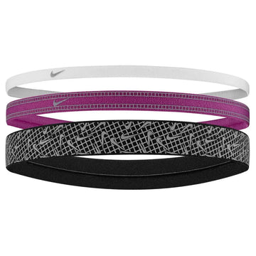 Unisex Mixed Width Reflective Graphic Headbands 3 Pack White and Hot Fuchsia
