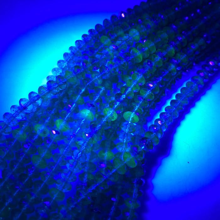 UV Green AB Finish Faceted Roundelle Czech Glass Beads (4x7mm) (GCG128)
