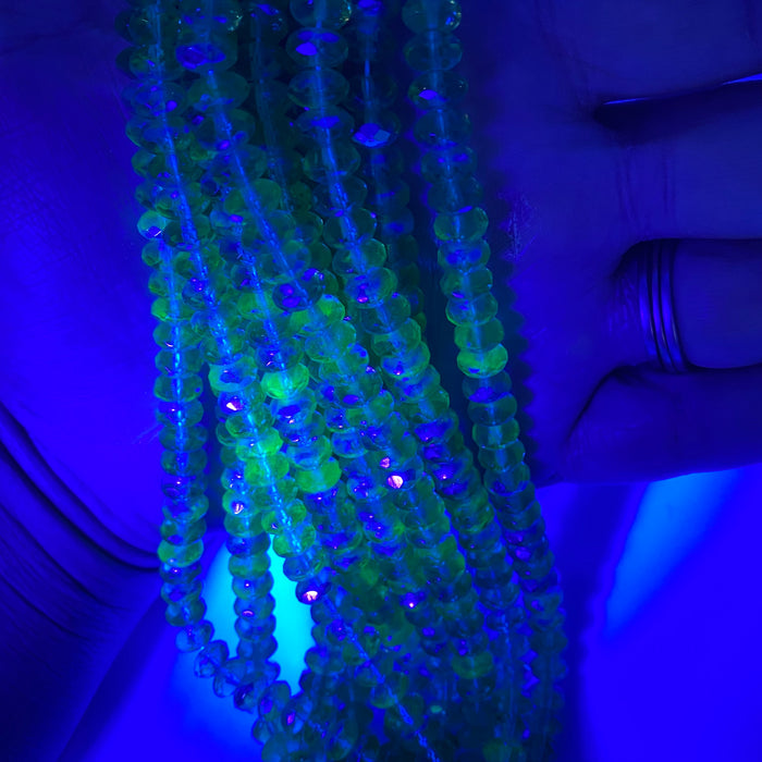 UV Green AB Finish Faceted Roundelle Czech Glass Beads (4x7mm) (GCG128)