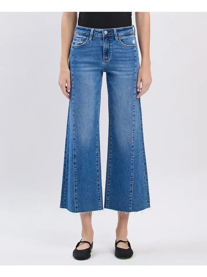 Vervet (Olivia) High Rise Raw Hem Twist Wide Jeans