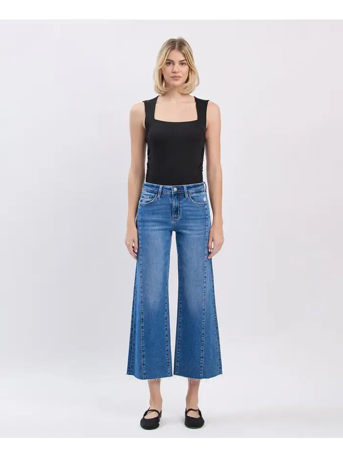 Vervet (Olivia) High Rise Raw Hem Twist Wide Jeans
