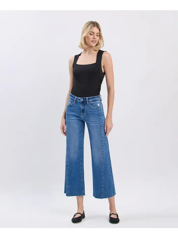 Vervet (Olivia) High Rise Raw Hem Twist Wide Jeans