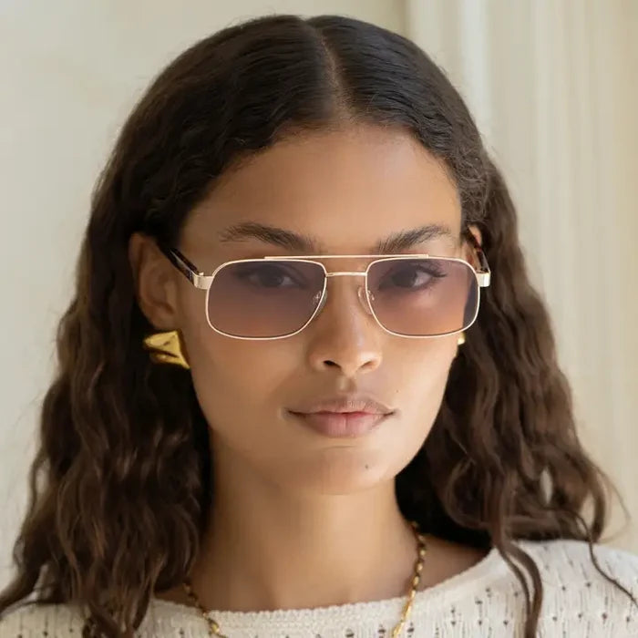 Vesper Unisex Aviator Sunglasses - Gold/Sunset