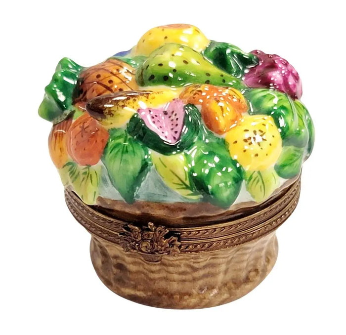 Vibrant Fruit Basket for Home Decor Limoges box, hand-painted porcelain made in France