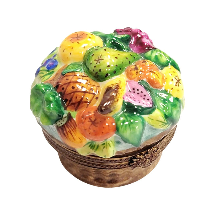 Another view of the Vibrant Fruit Basket for Home Decor Limoges trinket box
