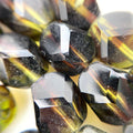 Vintage 1970's Dark Seaweed/Olive Green Table Cut Czech Glass Beads (11x12mm) (GCG139)