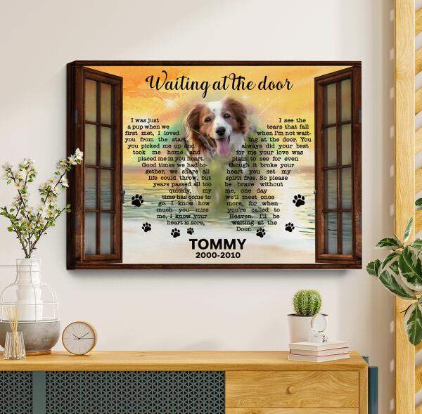 Waiting At The Door Canvas, Gift For Dog Lover, Pet Memorial Canvas