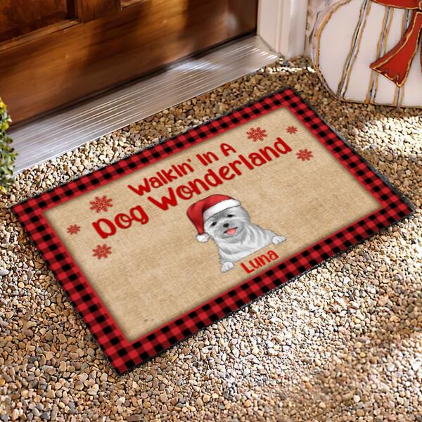 Walkin' In A Dog Wonderland, Dog Lovers, Personalized Doormat