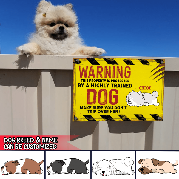 Warning This Property Is Protected By Sleep Dog Personalized Metal Sign