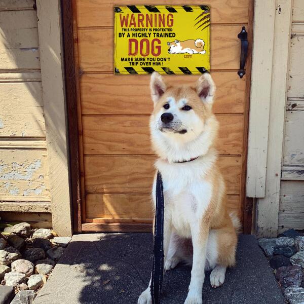 Warning This Property Is Protected By Sleep Dog Personalized Metal Sign