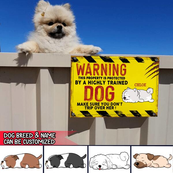 Warning This Property Is Protected By Sleep Dog Personalized Metal Sign