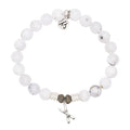 White Chalcedony Gemstone Bracelet with Skis Sterling Silver Charm