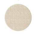 The Bodrum Wicker Easy Care Coaster Set features round, beige coasters with a subtle basketweave design and felt backing, displayed on a white background.