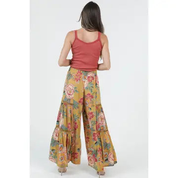 Wide Leg Pants with Lace Inserts