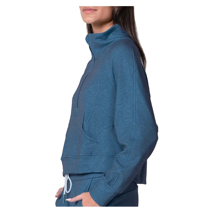 Women's 1/4 Zip Heather Long Sleeve Top