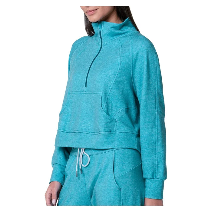 Women's 1/4 Zip Heather Long Sleeve Top
