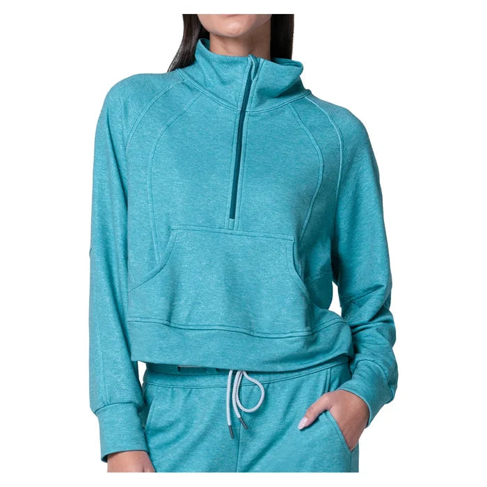Women's 1/4 Zip Heather Long Sleeve Top