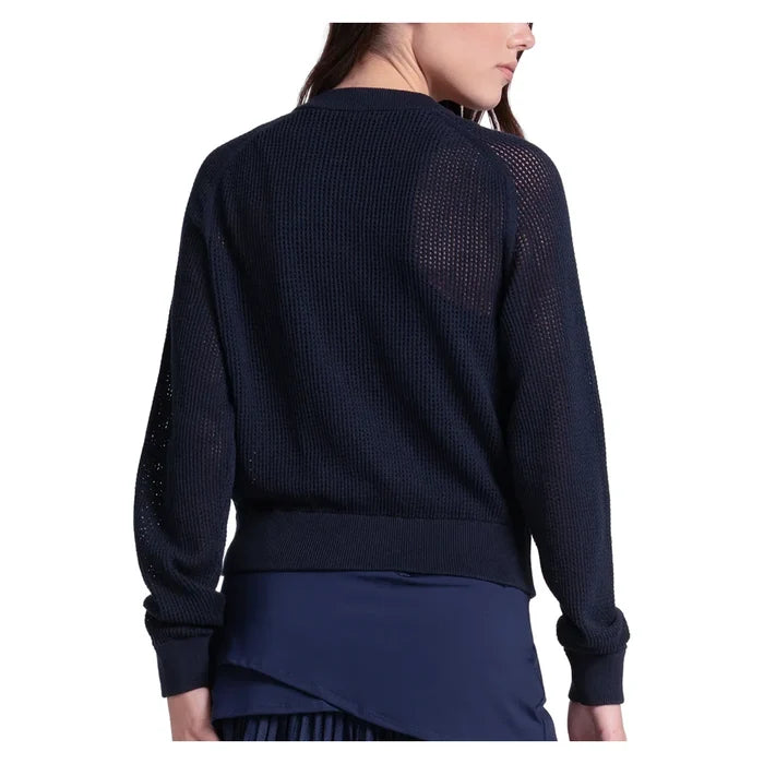 Women's Aero Pointelle Sweater Midnight, Lucky In Love, Pickleball Express, CX197-401-1