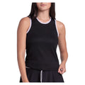 Women's Airplay Rib Tank Black and White, Lucky In Love, Black/White, Pickleball Express, CX182-001-BLACK-WHITE-1