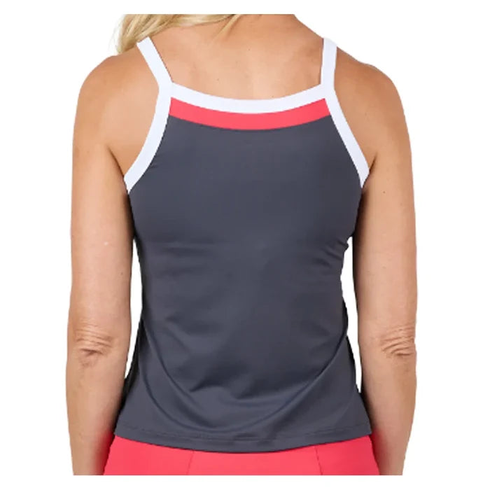 Women's Berry Fusion Tennis Tank Dark Grey and Berry Red