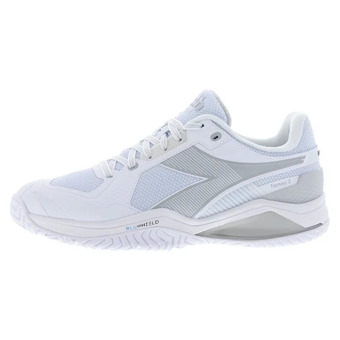 Women's Blushield Torneo 3 Court Shoes White and Silver