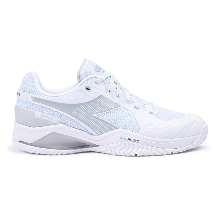 Women's Blushield Torneo 3 Court Shoes White and Silver