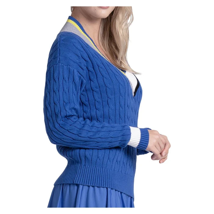 Women's Bold Play Sweater Parisian Blue, Lucky In Love, Pickleball Express, CX193-92G434-2