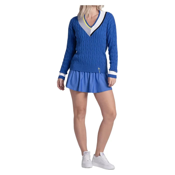 Women's Bold Play Sweater Parisian Blue, Lucky In Love, Pickleball Express, CX193-92G434-3