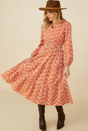 Women's Botanical Embroidered Notch Detail Dress