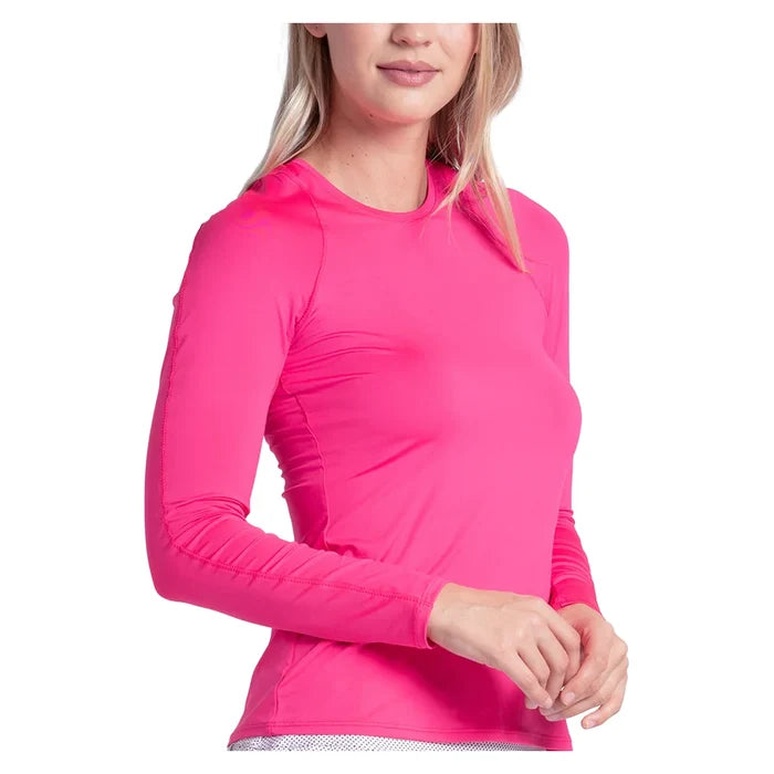 Women's Breeze Long Sleeve Top Shocking Pink, Lucky In Love, Pickleball Express, CT908-645-2